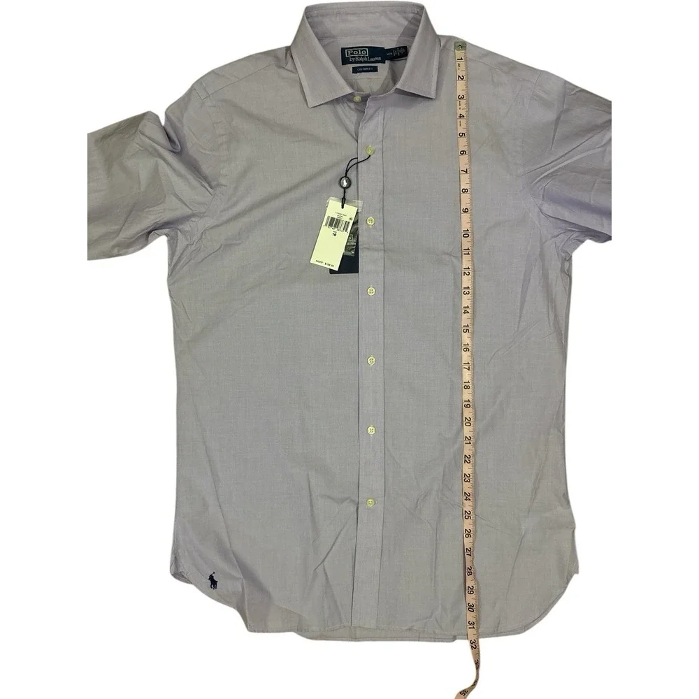 Polo Ralph Lauren Button Up Shirt Mens‎ 16 Custom Fit Purple Dress